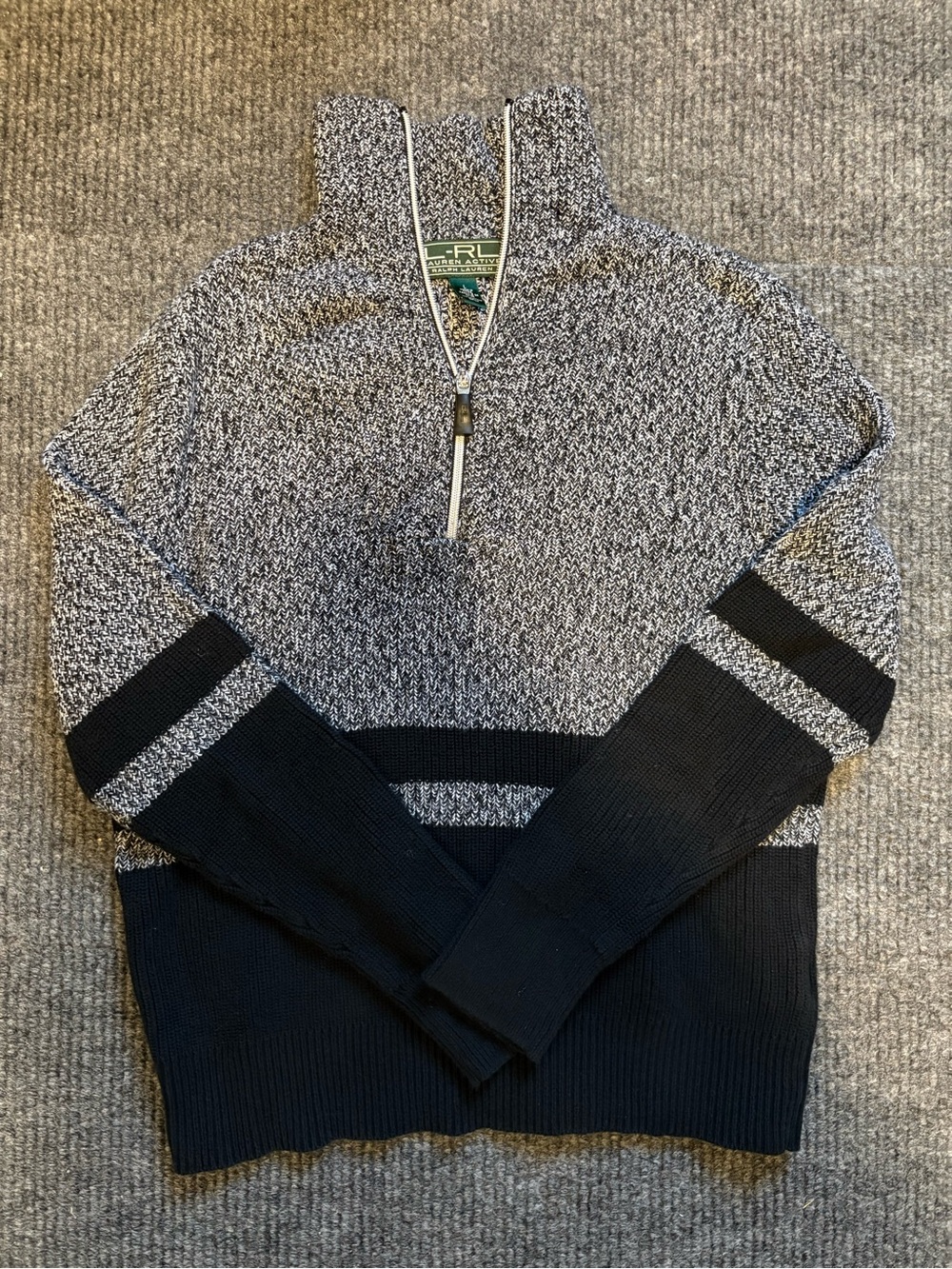 Lauren Active Ralph Lauren Women’s Quarter Zip 100% Cotton Thick Knit Sweater L